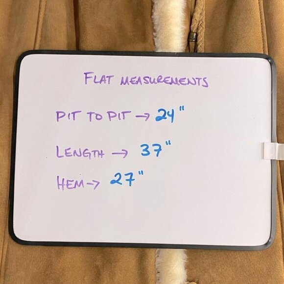 Gallery Leather Tan Suede Long Coat With Faux Sherpa Lining L - Picture 5 of 15